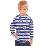 Seamless-marine-pattern Kids  Hooded Pullover