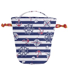 Seamless-marine-pattern Drawstring Bucket Bag by BangZart