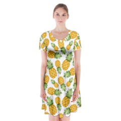 Pineapples Short Sleeve V-neck Flare Dress by goljakoff