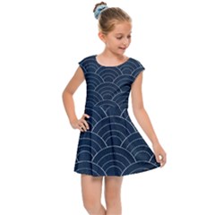 Blue Sashiko Pattern Kids  Cap Sleeve Dress by goljakoff