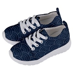 Blue Sashiko Pattern Kids  Lightweight Sports Shoes by goljakoff