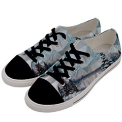 Winter Landscape Low Poly Polygons Men s Low Top Canvas Sneakers