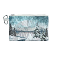 Winter Landscape Low Poly Polygons Canvas Cosmetic Bag (medium)