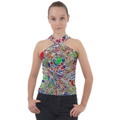 Pop Art - Spirals World 1 Cross Neck Velour Top