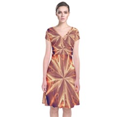 Sun Fractal Short Sleeve Front Wrap Dress by Sparkle