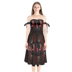 Twist Flower Shoulder Tie Bardot Midi Dress by Sparkle