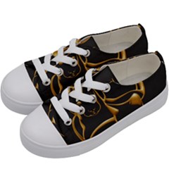 Gold Dog Cat Animal Jewel Kids  Low Top Canvas Sneakers