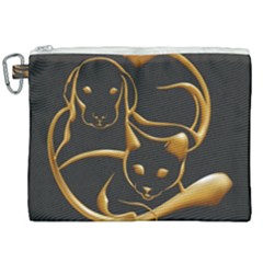 Gold Dog Cat Animal Jewel Canvas Cosmetic Bag (xxl) by HermanTelo
