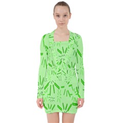 Electric Lime V-neck Bodycon Long Sleeve Dress by Janetaudreywilson
