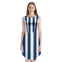 Navy In Vertical Stripes Sleeveless Chiffon Dress   by Janetaudreywilson