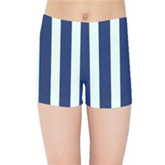 Navy In Vertical Stripes Kids  Sports Shorts by Janetaudreywilson