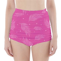Abstract Summer Pink Pattern High-waisted Bikini Bottoms by brightlightarts