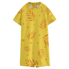 Abstract Yellow Floral Pattern Kids  Boyleg Half Suit Swimwear by brightlightarts