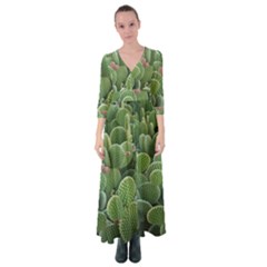 Green Cactus Button Up Maxi Dress by Sparkle