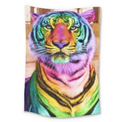 Rainbowtiger Large Tapestry by Sparkle