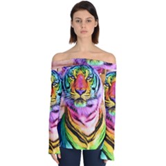 Rainbowtiger Off Shoulder Long Sleeve Top by Sparkle