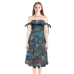 Realeafs Pattern Shoulder Tie Bardot Midi Dress by Sparkle