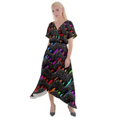 Rainbowwaves Cross Front Sharkbite Hem Maxi Dress by Sparkle