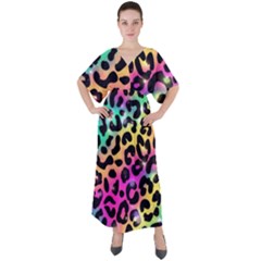 Animal Print V-neck Boho Style Maxi Dress by Sparkle