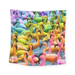 Rainbow Flamingos Square Tapestry (small) by Sparkle
