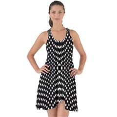 Black And White Geometric Kinetic Pattern Show Some Back Chiffon Dress by dflcprintsclothing