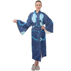 Abstract Blue Pattern Design Maxi Velour Kimono by brightlightarts