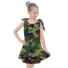 Forest Camo Pattern, Army Themed Design, Soldier Kids  Tie Up Tunic Dress by Casemiro