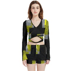 Abstract Tiles Velvet Wrap Crop Top And Shorts Set by essentialimage