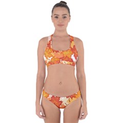 Autumn Leaves Pattern Cross Back Hipster Bikini Set by designsbymallika