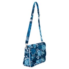 Blue Floral Print  Shoulder Bag With Back Zipper by designsbymallika