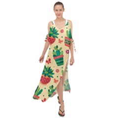 Cactus Love  Maxi Chiffon Cover Up Dress by designsbymallika