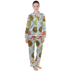 Tropical Pattern Satin Long Sleeve Pyjamas Set by GretaBerlin
