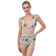 Tropical Pattern Tied Up Two Piece Swimsuit