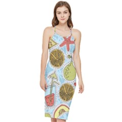 Tropical Pattern Bodycon Cross Back Summer Dress by GretaBerlin