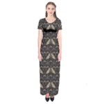 Moth pattern Short Sleeve Maxi Dress