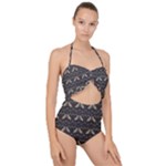 Moth pattern Scallop Top Cut Out Swimsuit