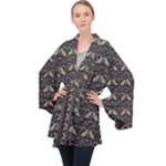 Moth pattern Long Sleeve Velvet Kimono 