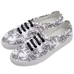 Black And White Rose Women s Classic Low Top Sneakers by MintanArt