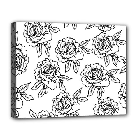 Line Art Black And White Rose Deluxe Canvas 20  X 16  (stretched)
