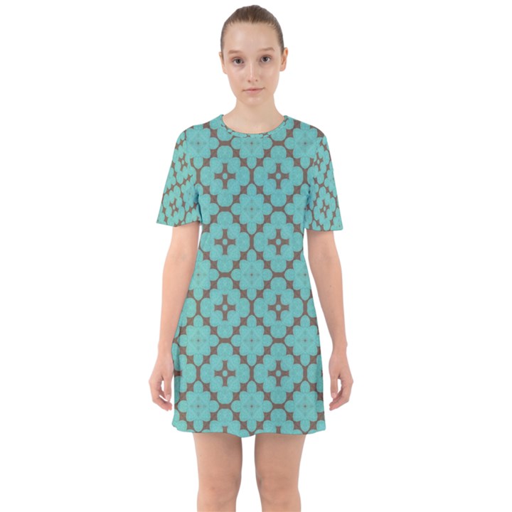 Tiles Sixties Short Sleeve Mini Dress