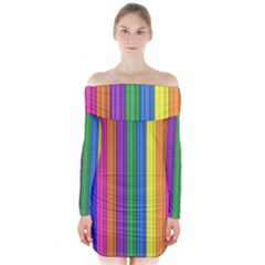 Colorful Spongestrips Long Sleeve Off Shoulder Dress by Sparkle