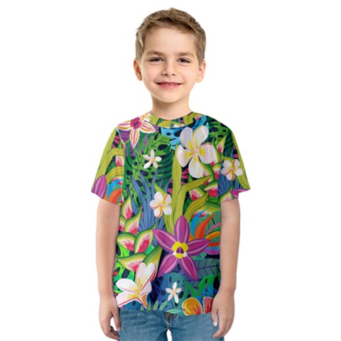 Colorful Floral Pattern Kids  Sport Mesh Tee by designsbymallika