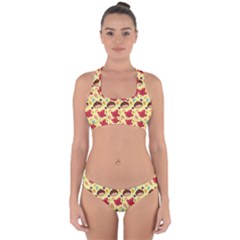 Cute Leaf Pattern Cross Back Hipster Bikini Set by designsbymallika