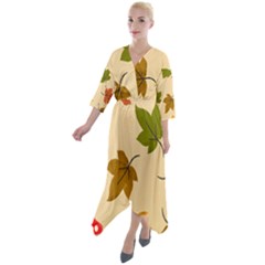 Autumn Leaves Quarter Sleeve Wrap Front Maxi Dress by DithersDesigns