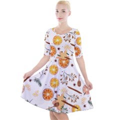 Honey Bee Pattern Quarter Sleeve A-line Dress by designsbymallika
