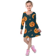 Halloween Kids  Long Sleeve Velvet Dress by Sobalvarro