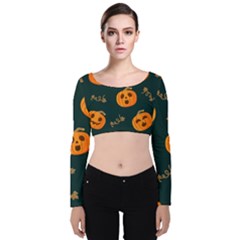 Halloween Velvet Long Sleeve Crop Top by Sobalvarro