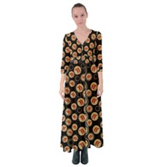 Earth With Flowers And Tree  Wood  Vintage Button Up Maxi Dress by pepitasart