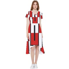 Square Maze Red High Low Boho Dress by tmsartbazaar