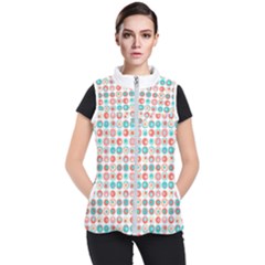 Aqua Coral Circles Women s Puffer Vest by CuteKingdom